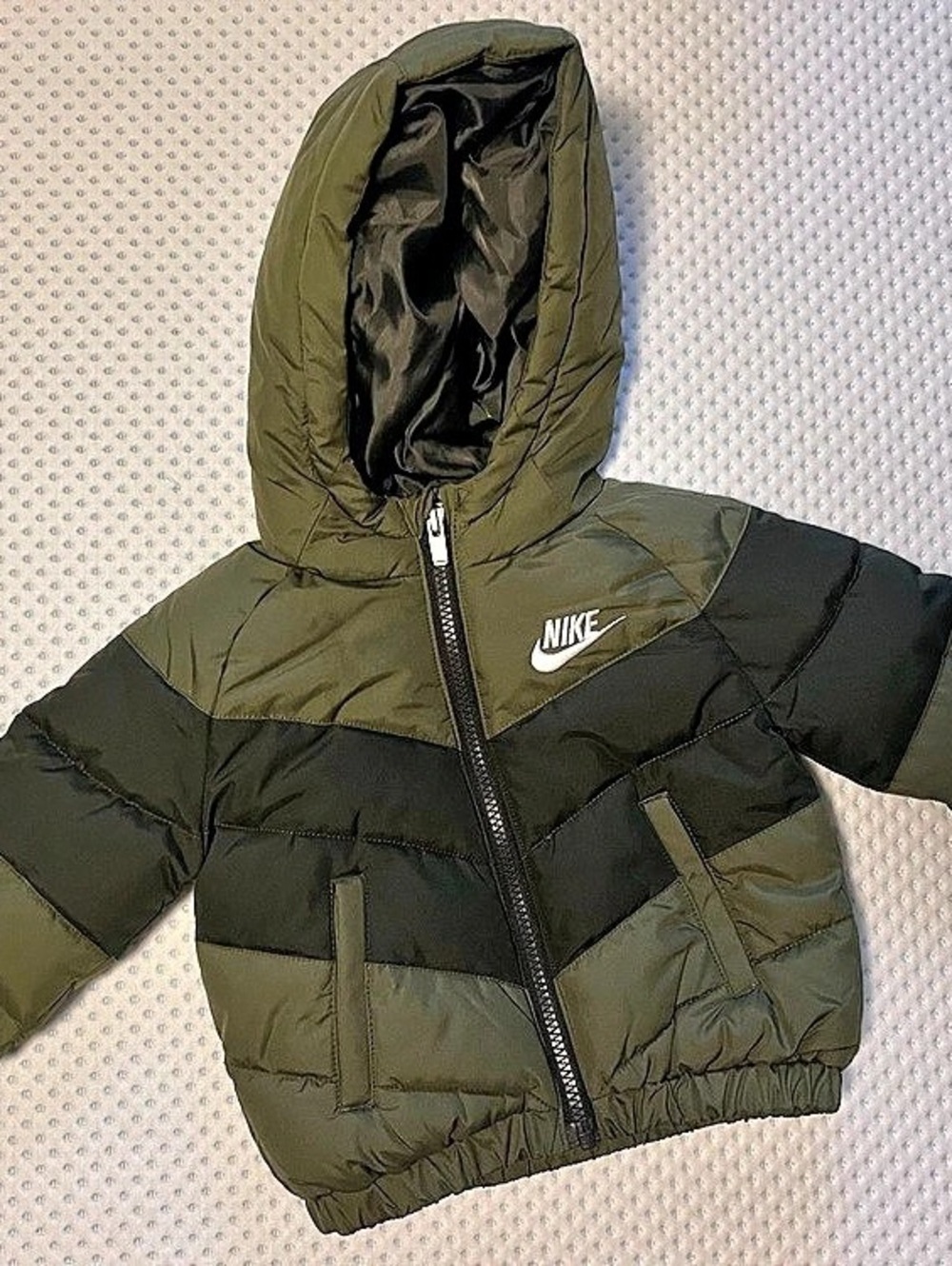 Nike Kids Color Block Puffer Jacket Green & Black Baby 12M